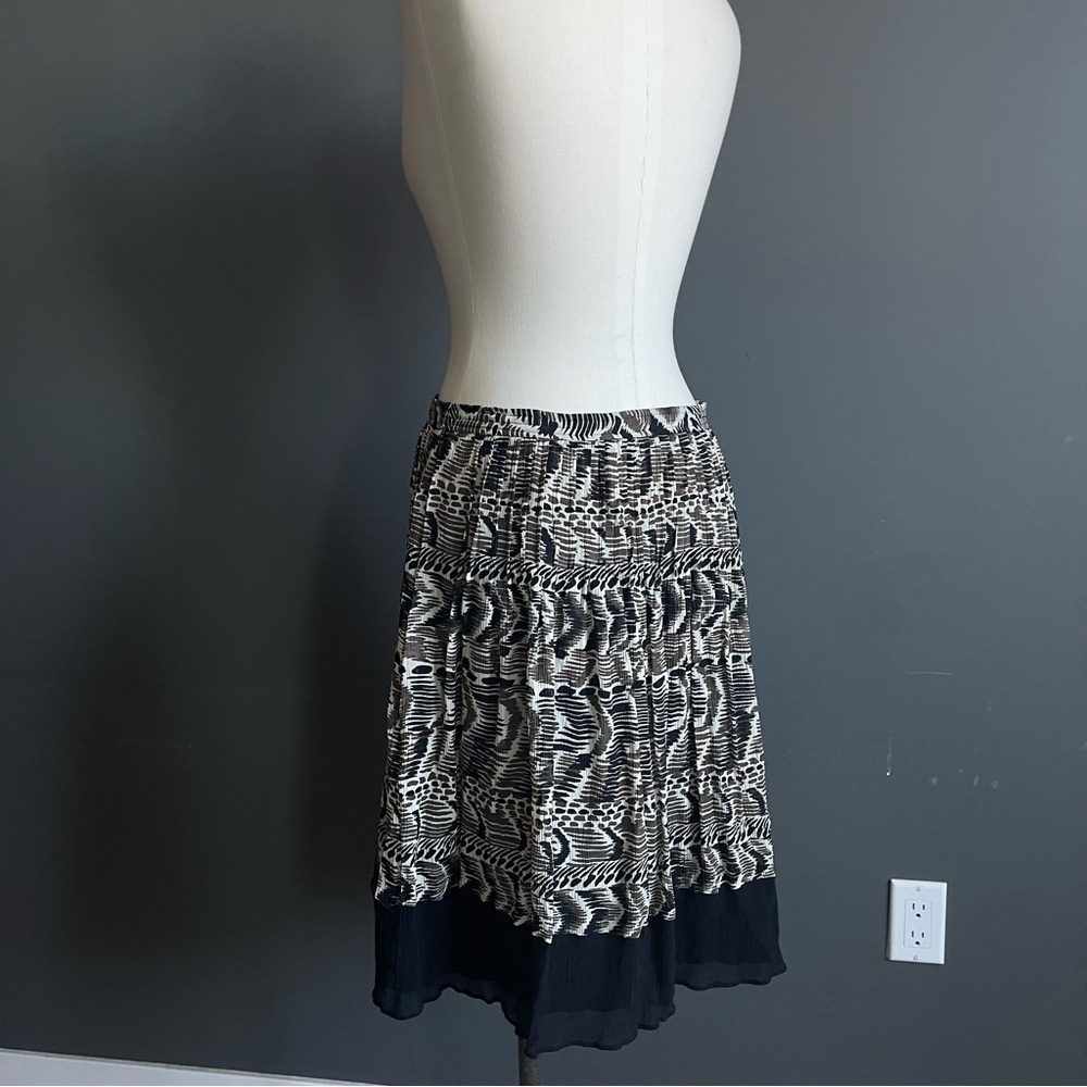 90s Talbots Silk Tiered Midi Skirt Abstract Animal Print Elastic Waist - Picture 4 of 5